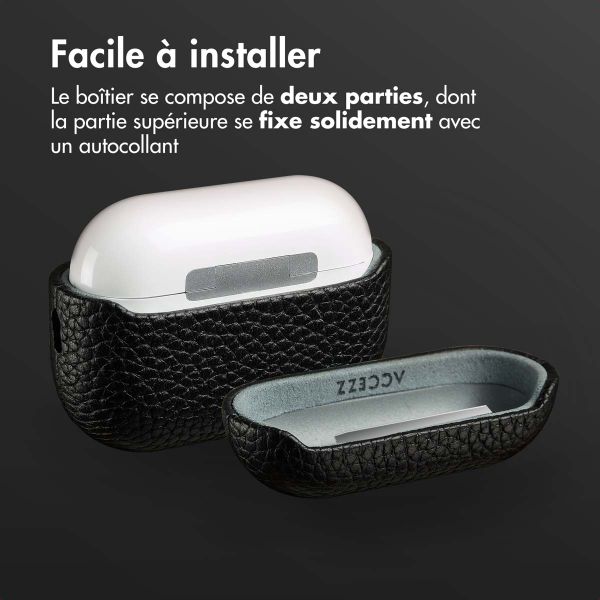 Accezz Coque en Cuir véritable Apple AirPods Pro 2 - Noir
