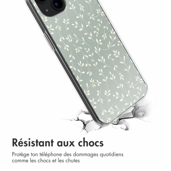 imoshion Coque design pour iPhone 13 - Smoke Green Flowers