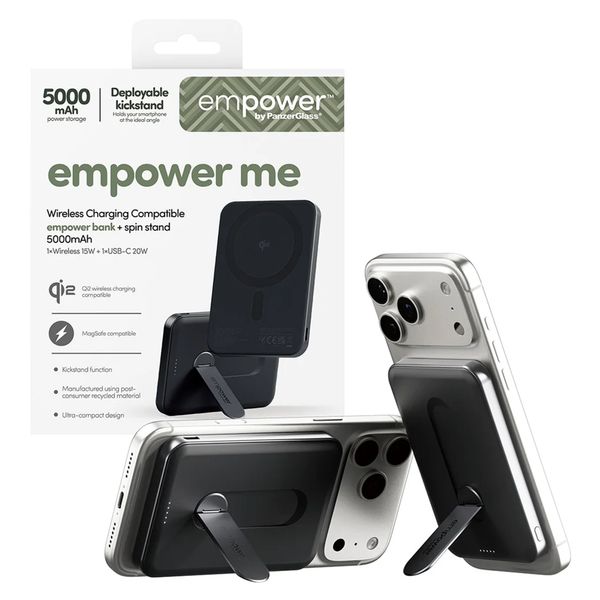 Empower by PanzerGlass Powerbank Empower Bank 5 000 mAh - MagSafe et Qi2 - Noir