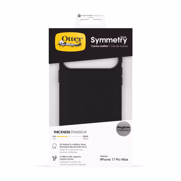 OtterBox Coque en cuir de cactus Symmetry MagSafe Apple iPhone 17 Pro Max - Noir Ash