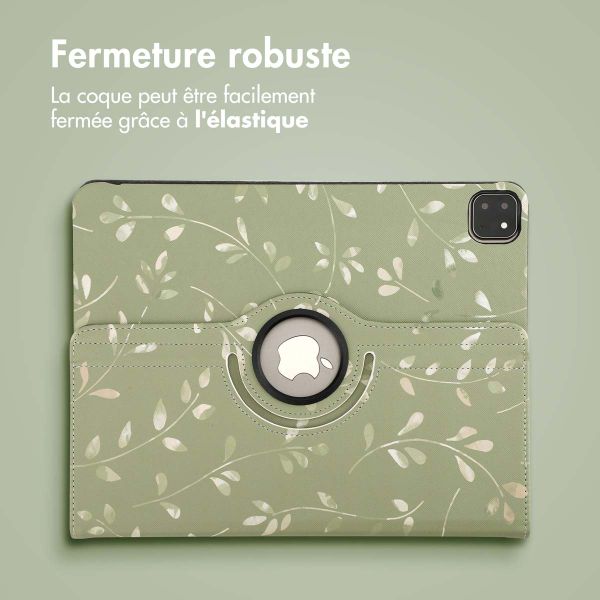 imoshion Coque tablette Design rotatif à 360° Apple iPad Pro 13 (2025) M5 / (2024) M4 - Green Flowers