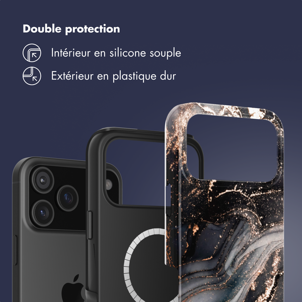 Selencia Coque arrière Vivid avec MagSafe Apple iPhone 17 Pro - Chic Marble Black