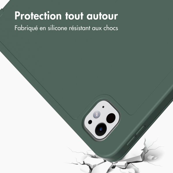 Accezz Étui de téléphone portefeuille Smart Silicone iPad Pro 13 (2024) M4 - Vert foncé