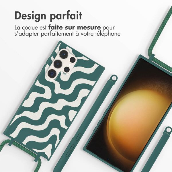 imoshion Coque design en silicone avec cordon Samsung Galaxy S23 Ultra - Petrol Green Groovy