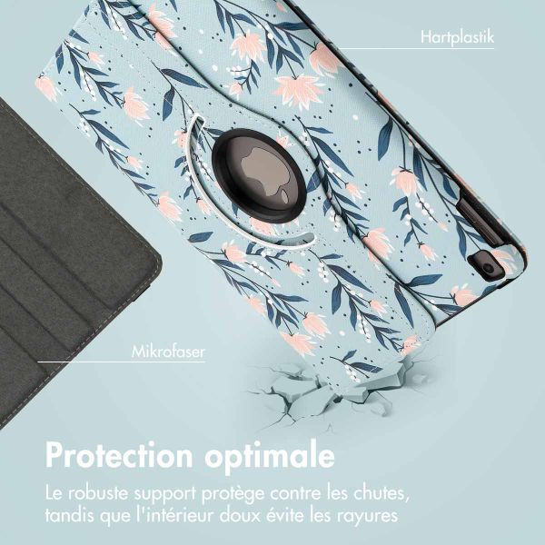 imoshion Coque tablette Design rotatif à 360° Apple iPad 9 (2021) 10.2 pouces / iPad 8 (2020) 10.2 pouces / iPad 7 (2019) 10.2 pouces - Flowers