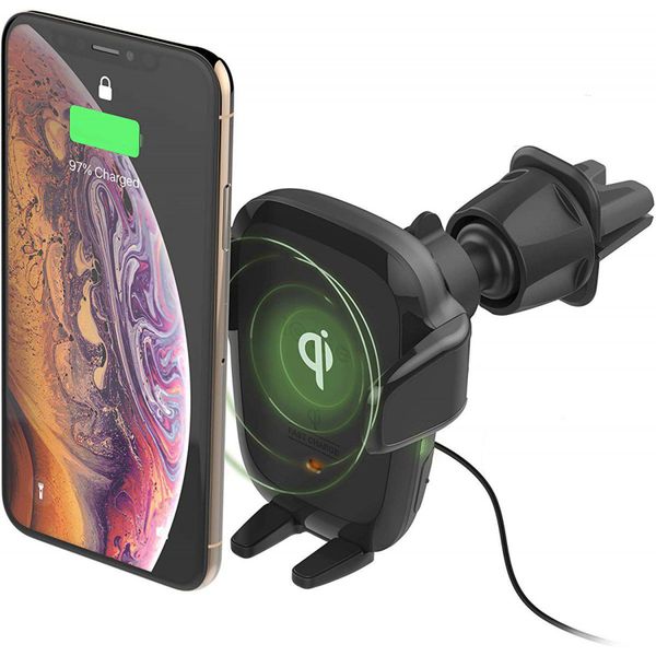 iOttie AutoSense Wireless Fast Charging Mount - Support de téléphone pour voiture - Grille de ventilation et lecteur CD - Noir