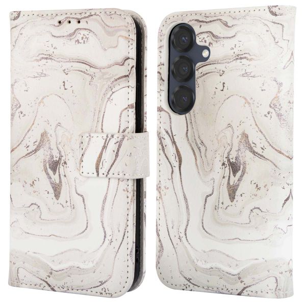 imoshion Étui de téléphone portefeuille Design Samsung Galaxy S25 - Sandy Marble