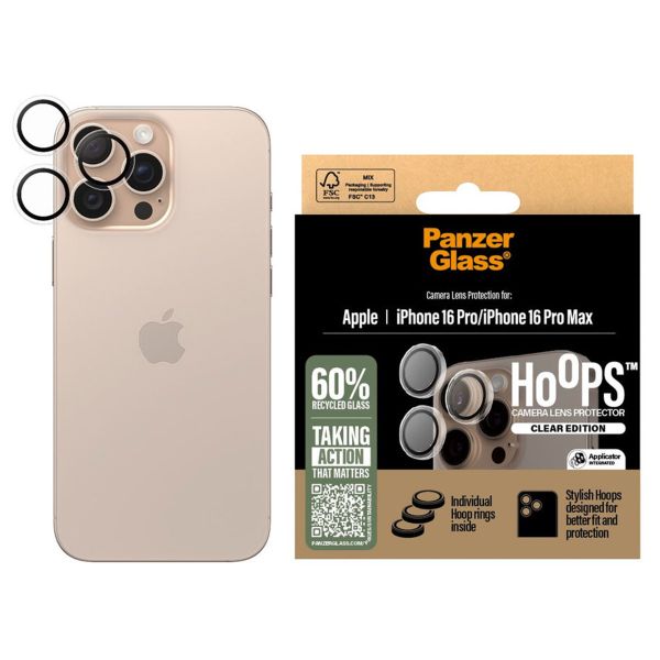 PanzerGlass Protection Caméra Hoops Optic Rings Apple iPhone 16 Pro / 16 Pro Max