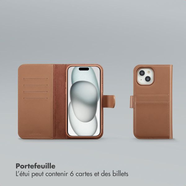 Selencia Étui portefeuille amovible Olyn avec MagSafe Apple iPhone 15 - Marron