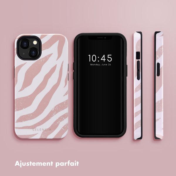 Selencia Coque arrière Vivid Apple iPhone 13 - Colorful Zebra Old Pink