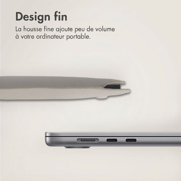 Accezz Leather Pochette ordinateur le Apple MacBook 14 pouces - Beige