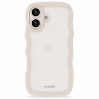 Holdit Coque Wavy iPhone 16 - Light Beige / Transparent