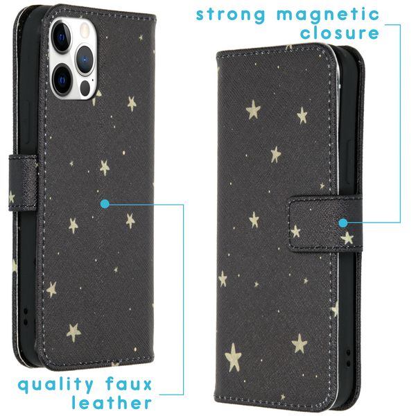 imoshion Design Softcase Bookcase Apple iPhone 12 (Pro) - Stars Gold