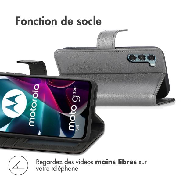 imoshion Étui de téléphone portefeuille Luxe Motorola Moto G200 - Gris