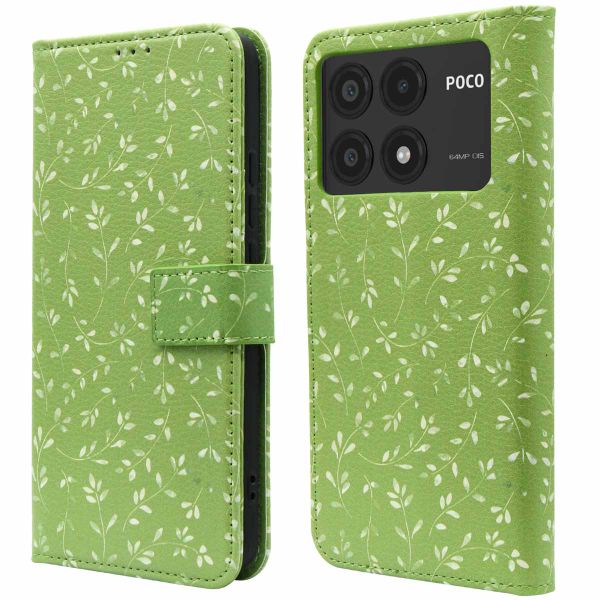 imoshion Étui de télephone portefeuille Design Xiaomi Poco X6 Pro - Green Flowers