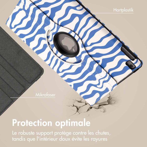 imoshion Coque tablette Design rotatif à 360° iPad 9 (2021) / iPad 8 (2020) / iPad 7 (2019) 10.2 pouces - White Blue Stripes