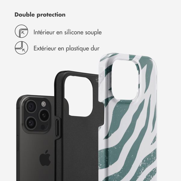 Selencia Coque arrière Vivid Apple iPhone 15 Pro - Colorful Zebra Pine Blue
