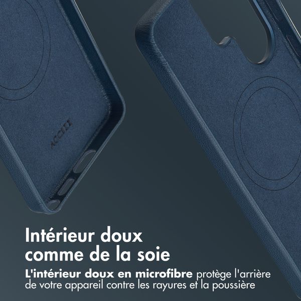 Accezz Coque arrière en cuir avec MagSafe Samsung Galaxy S26 Ultra - Nightfall Blue