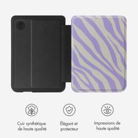 Selencia Étui de liseuse portefeuille Vivid Kobo Clara Colour / Clara BW - Zebra Light Lilac