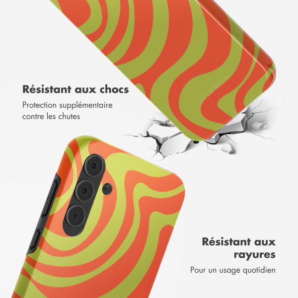 Selencia Coque arrière Vivid Tough Samsung Galaxy A55 - Wavy Swirl Orange Fern