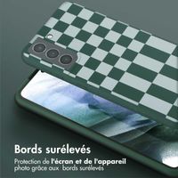Selencia Coque design en silicone avec cordon amovible Samsung Galaxy S21 - Irregular Check Green