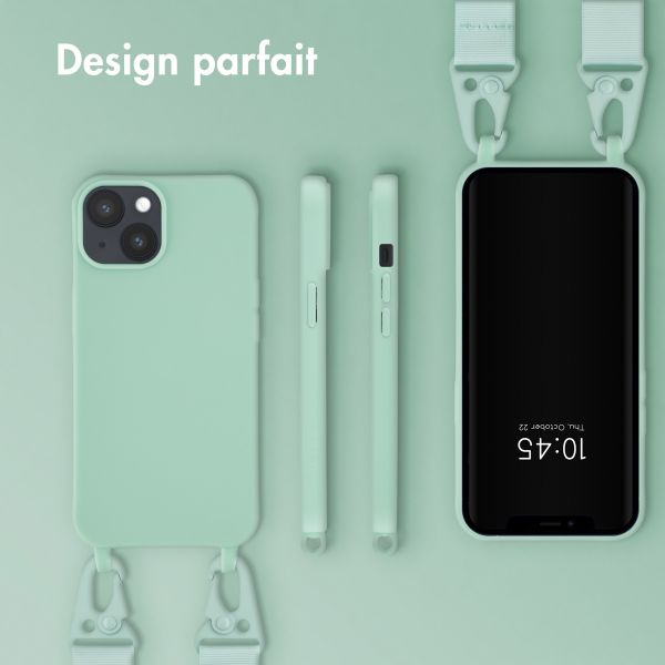 Selencia Coque silicone avec cordon amovible Apple iPhone 14 - Turquoise