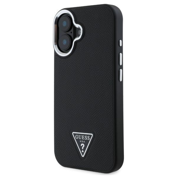 Guess Coque Grained Triangle MagSafe iPhone 16 - Black