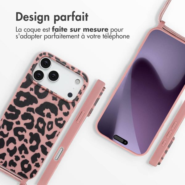 imoshion Coque design en silicone avec cordon Apple iPhone 17 Pro Max - Animal Pink