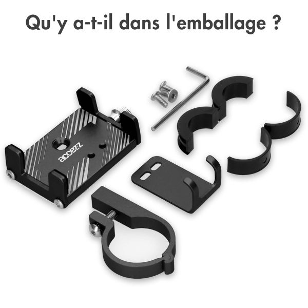 Accezz Support de téléphone pour vélo - Réglable - Universel - Aluminium - Noir