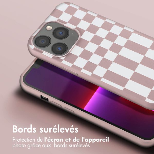 Selencia Coque design en silicone avec cordon amovible Apple iPhone 13 Pro - Irregular Check Sand Pink
