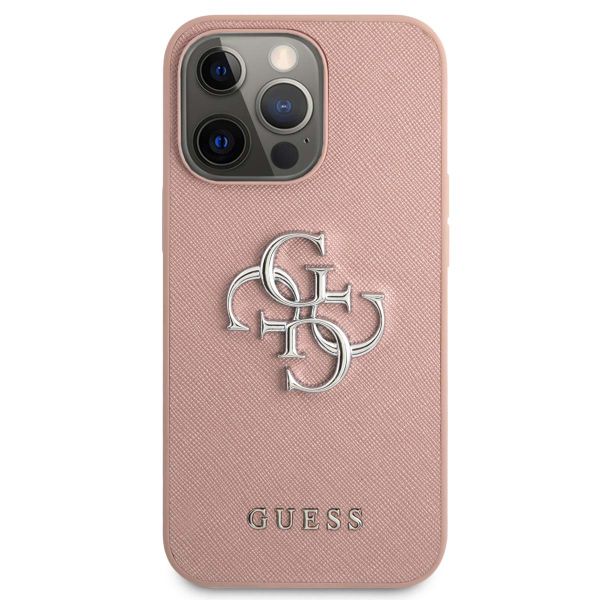 Guess Coque 4G Metal Logo Saffiano Apple iPhone 13 Pro - Rose