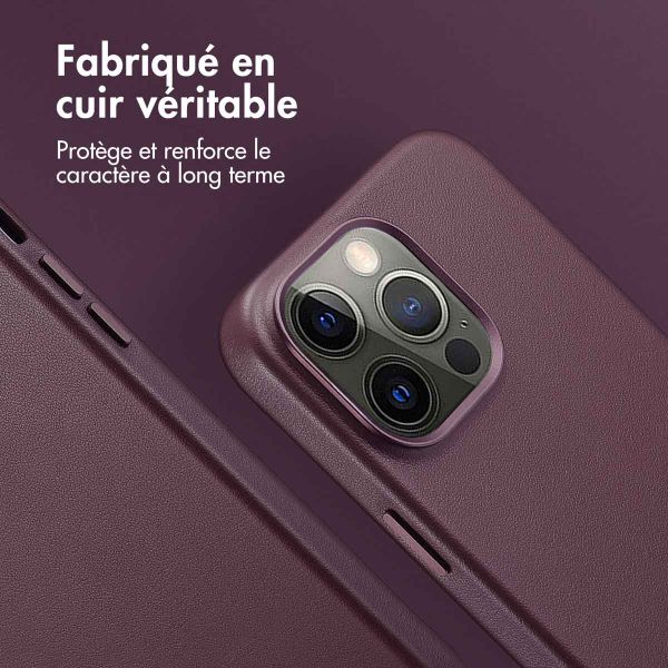 Accezz Coque arrière en cuir avec MagSafe Apple iPhone 15 Pro Max - Heath Purple