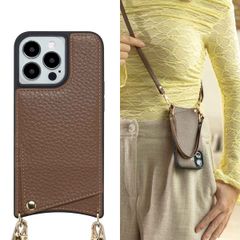 Selencia Coque de télephone Nova avec cordon et porte-cartes Apple iPhone 13 Pro - Mocha Brown