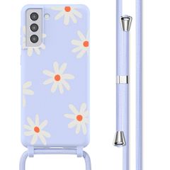 imoshion Coque design en silicone avec cordon Samsung Galaxy S21 Plus - Lila Flower Distance