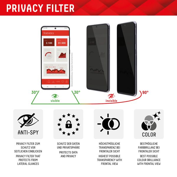 Displex Protection d'écran en verre trempé Privacy Samsung Galaxy S24