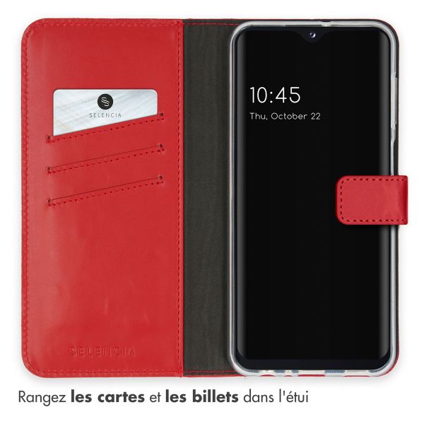 Selencia Étui de téléphone portefeuille en cuir véritable Samsung Galaxy A23 (5G) - Rouge