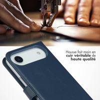 Selencia Étui portefeuille en cuir véritable Apple iPhone Air - Bleu