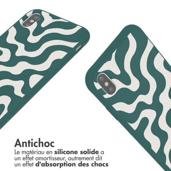 imoshion Coque design en silicone avec cordon Apple iPhone X / Xs - Petrol Green Groovy