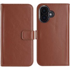 Selencia Étui portefeuille en cuir véritable Apple iPhone 16 - Lichtbruin