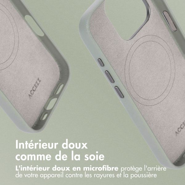 Accezz Coque arrière en cuir avec MagSafe Apple iPhone 16 Pro - Light Grey