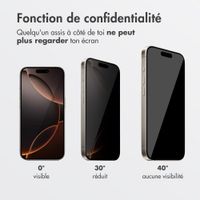 Accezz Protection d’écran en verre trempé avec filtre de confidentialité + Applicateur Apple iPhone 16 Pro Max