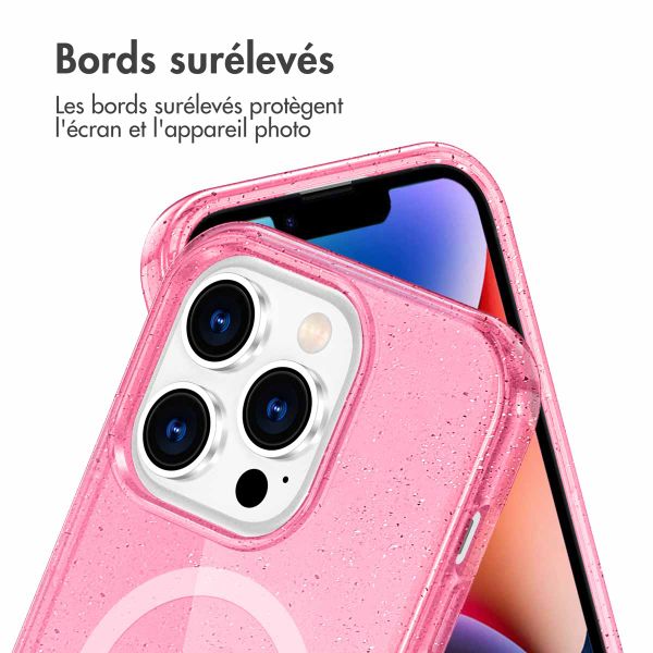 imoshion Coque Pailletée avec MagSafe Apple iPhone 14 Pro - Paillettes Rose