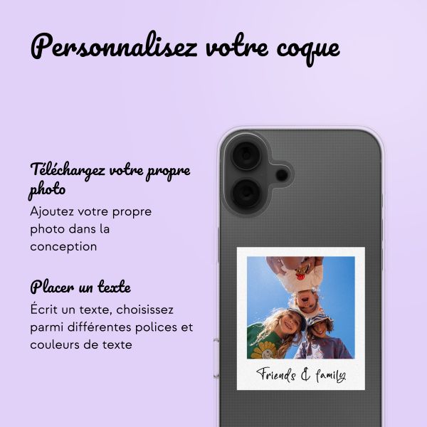 Coque avec votre propre photo et/ou texte Apple iPhone 16 - Polaroid