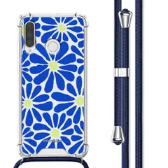 imoshion Coque Design avec cordon Huawei P30 Lite - Cobalt Blue Flowers Connect