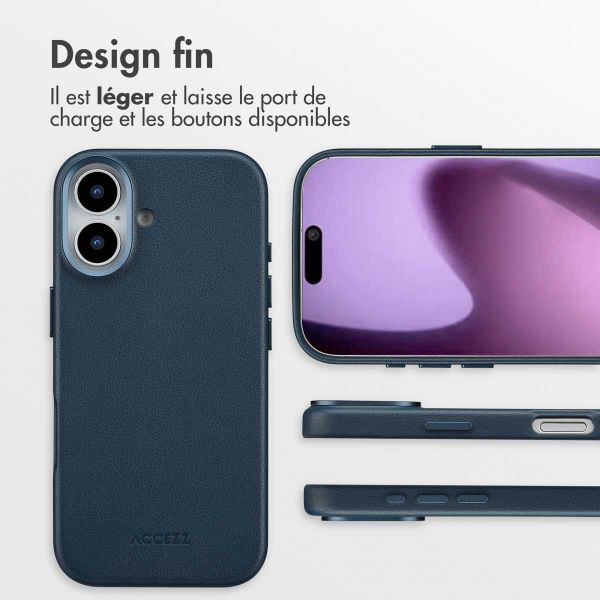 Accezz Coque arrière en cuir avec MagSafe Apple iPhone 17 - Nightfall Blue