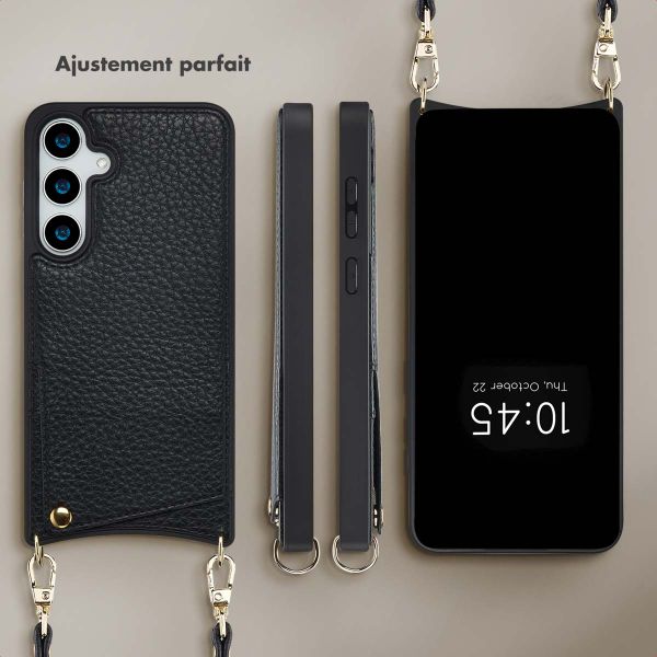 Selencia Coque de télephone Nova avec cordon et porte-cartes Samsung Galaxy S24 Plus / S25 Plus - Noir
