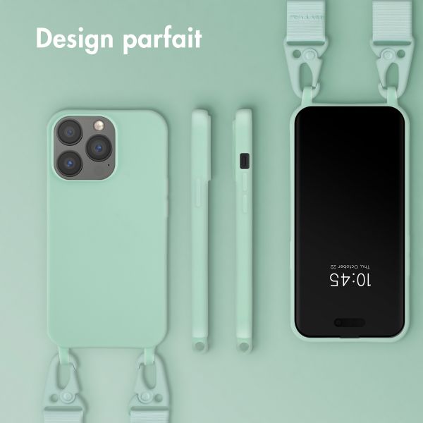 Selencia Coque silicone avec cordon amovible Apple iPhone 13 Pro - Turquoise