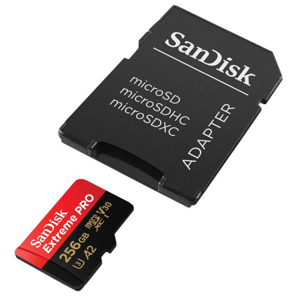 SanDisk microSD Extreme PRO - 256GB - Inclus un adaptateur SD et RescuePro Deluxe - UHS-I/U3/Full HD/4K UHD