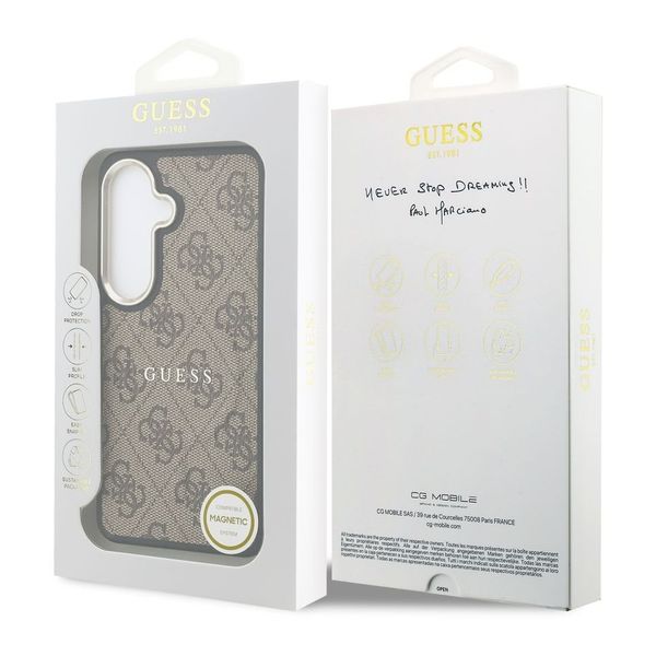 Guess Coque arrière en cuir 4G avec MagSafe Samsung Galaxy S26 - Gold Edge - Brown