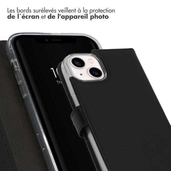 Selencia Étui portefeuille en cuir véritable Apple iPhone 14 - Noir